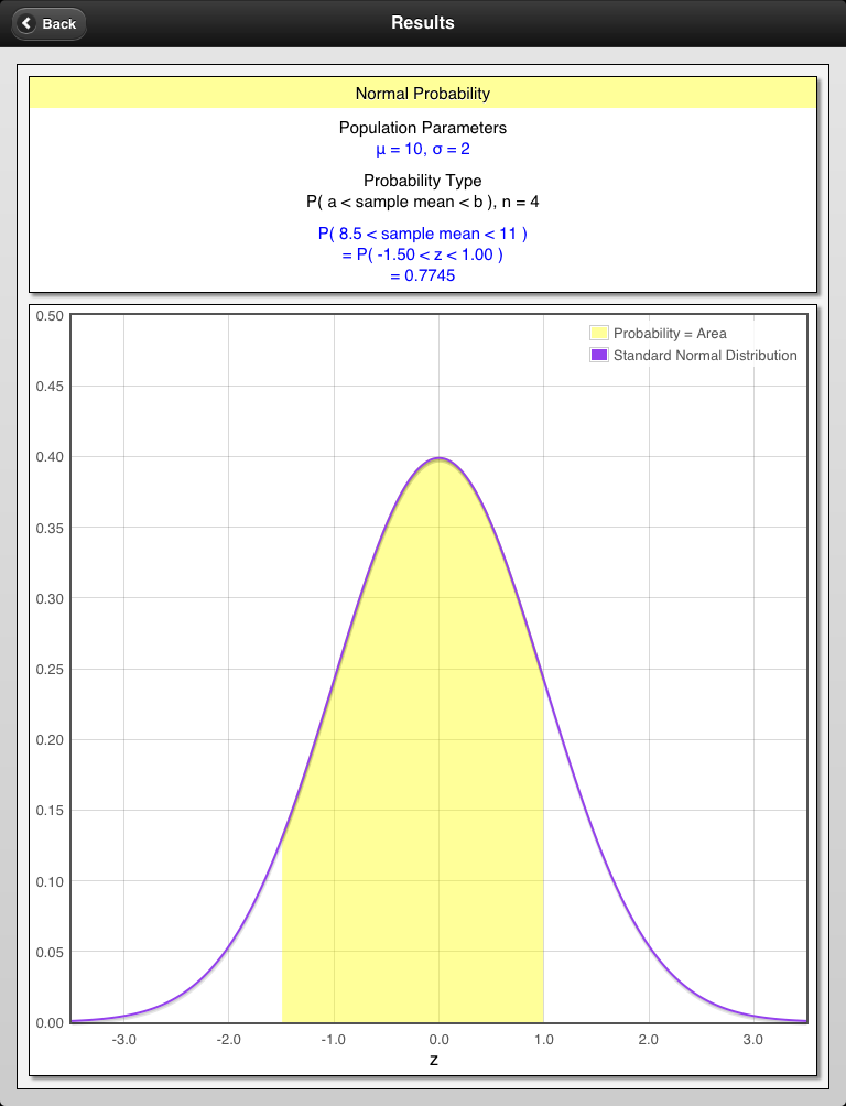 screenshot of sample calculation