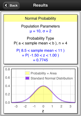 screenshot of probability results