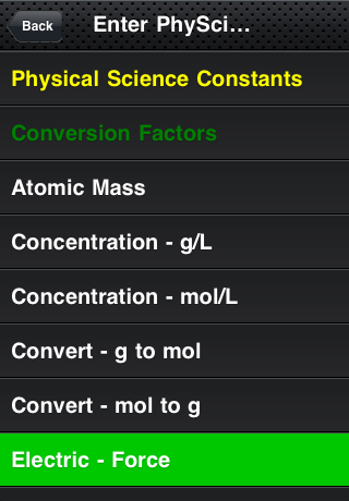 screenshot of first app screen for II